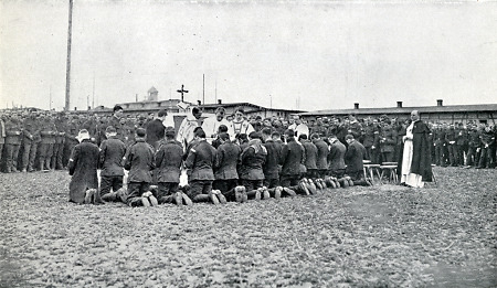 Gottesdienst mit Kriegsgefangene bei Limburg, 1914-1918