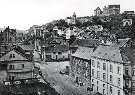 Blick auf die Altstadt von Marburg, um 1875