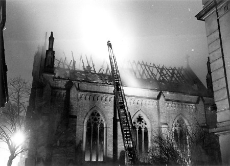 Brand der Englischen Kirche in Wiesbaden, Januar 1966