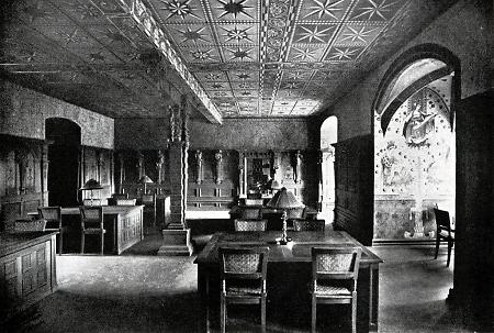 Lesesaal der Stadtbücherei im Isenburger Schloss, nach 1908