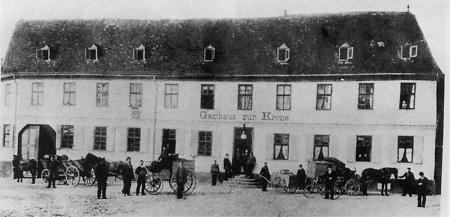 Das Gasthaus „Zur Krone“ in Seligenstadt, um 1860