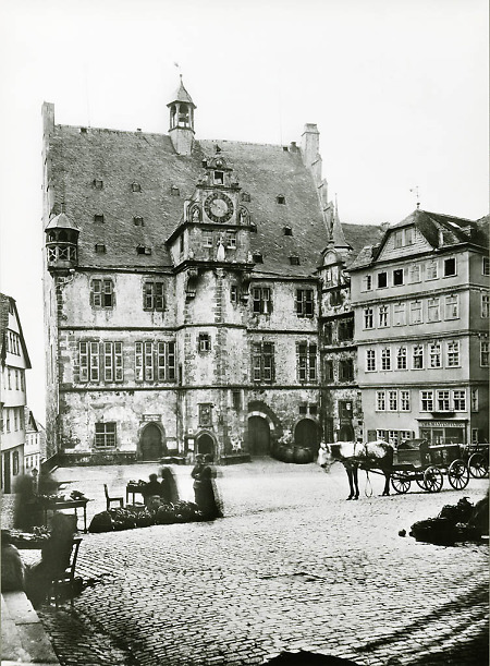 Der Marburger Marktplatz, vor 1877
