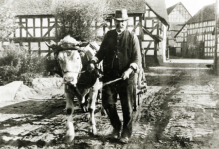 Bauer aus Hachborn mit Fuhrwerk, 1920er Jahre?