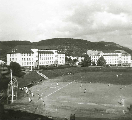 Baseballfeld in der amerikanischen Kaserne in Gelnhausen, 1951