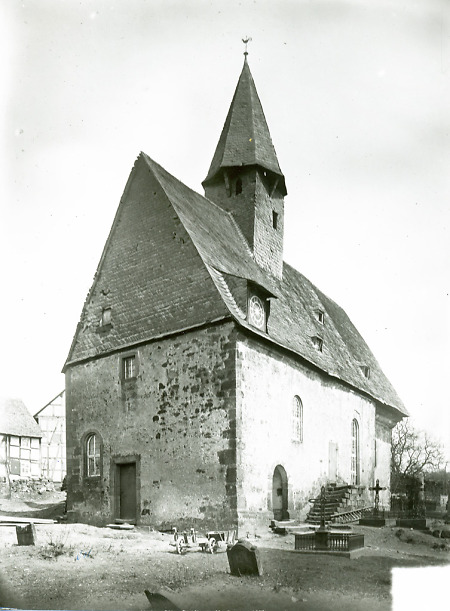 Die alte Kirche von Schönstadt von Südwesten, vor 1896