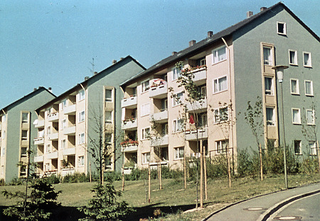 Wohnblocks im Baugebiet Friedrich-Ebert-Straße in Marburg, 1970-1980
