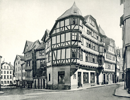 Häuser in der Kasseler Wildemannsgasse / Ecke Brink, vor 1914