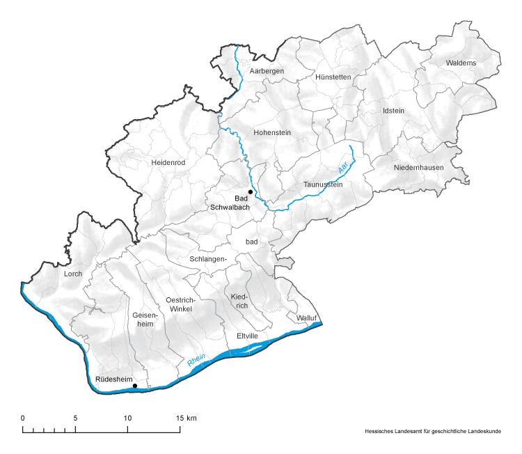 Rheingau-Taunus-Kreis: Karte mit Gemeinde- und Gemarkungsgrenzen