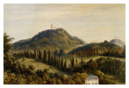 Ansicht von Fürstenlager, Auerbacher Schloss und Melibokusturm, um 1865