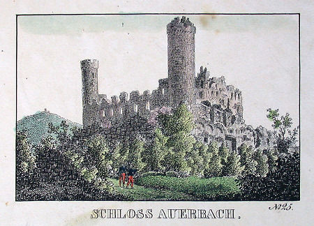 Ansicht von Schloss Auerbach, Anfang 19. Jahrhundert