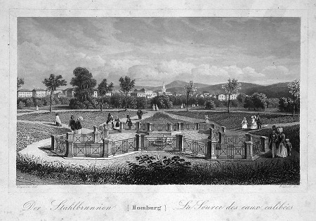 Ansicht des Stahlbrunnens, um 1850