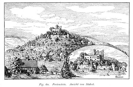 Ansicht der Burgruine Freienstein von Südost, um 1900