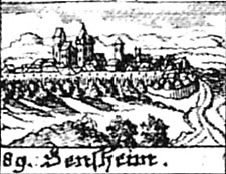 Miniaturansicht von Bensheim auf einem Flugblatt König Gustav Adolfs von Schweden, 1631/32