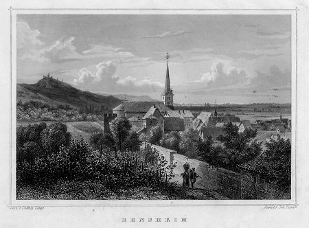 Ansicht von Bensheim, 1849