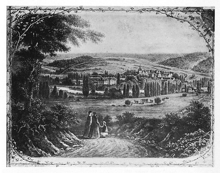 Ansicht von Schloss und Ort Bergheim, um 1870