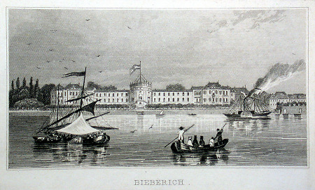 Ansicht Biebrichs von der Rheinseite, um 1840