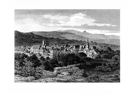 Ansicht der Stadt Büdingen von Nordosten, um 1850