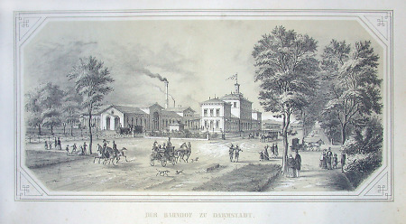 Ansicht des Darmstädter Bahnhofs, 1843