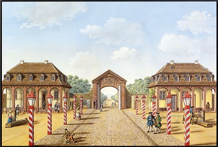 Ansicht des ehemaligen Neuen Tors zu Darmstadt, 1861