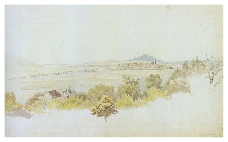 Blick auf Elmarshausen mit Wasserschloss, 1825