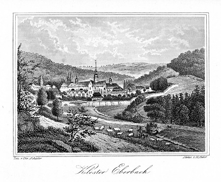 Ansicht von Kloster Eberbach in Eltville, 1862
