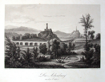 Ansicht der Burgruine Altenburg nahe Felsberg, Mitte 19. Jahrhundert