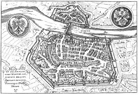 Ansicht auf Frankfurt aus der Vogelperspektive, 1605