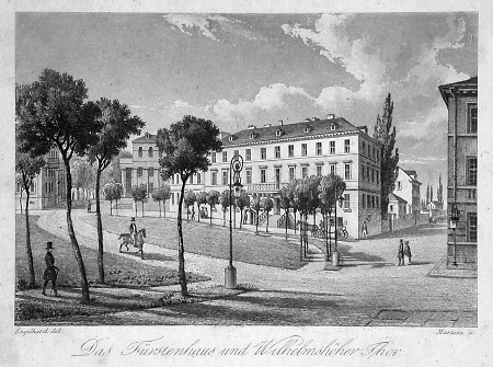 Ansicht von Fürstenhaus und Wilhelmshöher Tor, um 1840