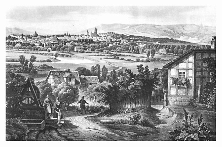 Blick von Wolfsanger nach Kassel und Wilhelmshöhe, um 1840