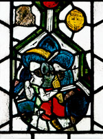 Vorschaubild Scheibenfragment dreier Reiter mit Lanzen und Wimpel