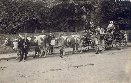 Gruppe bei der Freiheiter Kirmes in Homberg (Efze), um 1919