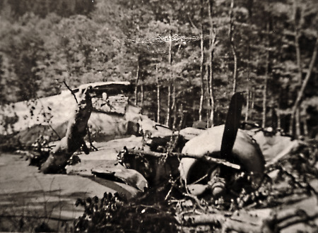 Wrack eines bei Altenkirchen abgestürzten Kampfflugzeugs, 1944