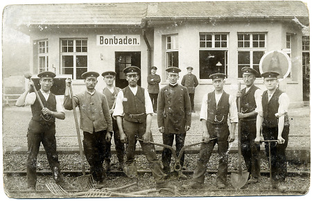 Gleisarbeiten in Bonbaden, um 1909