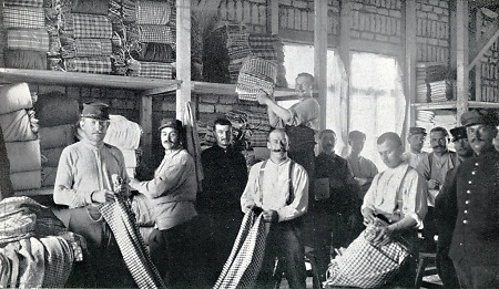 Kriegsgefangenelegen in einer Wäschekammer im Lager Gießen, 1914-1918