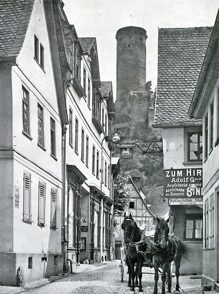 Pferdefuhrwerk in Eppstein, vor 1930