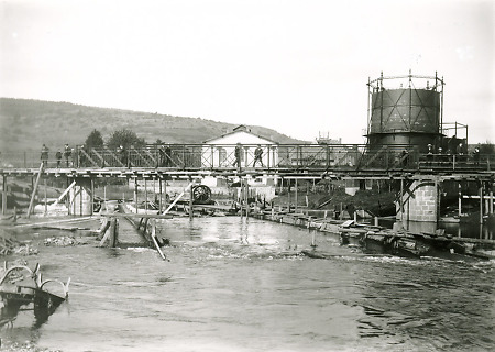 Bau der Dillbrücke in Herborn, 1909