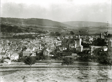 Stadtansicht auf Herborn und die Umgebung vom Dollenberg aus, 1890-1895