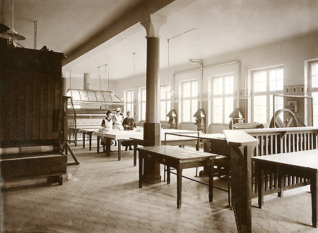 Das Wäschezimmer der Landes-Heil und Pflegeanstalt Herborn, um 1925