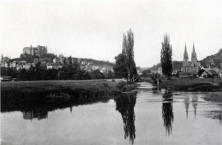 Blick auf Marburg mit Deutschordensgelände, um 1875