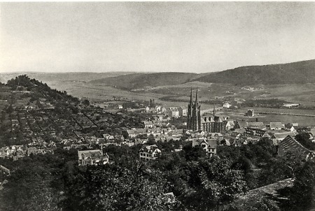 Blick vom Hainwegauf Marburg, um 1875