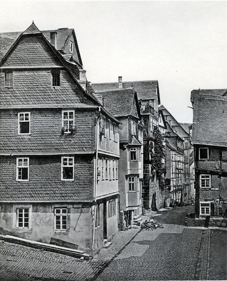 Die Untergasse in Marburg, um 1875