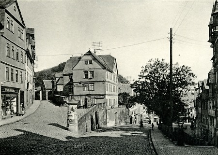Steinweg, Gabelung Rothergraben in Marburg, um 1875