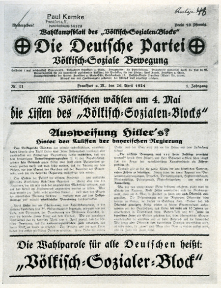 Wahlaufruf des „Völkisch-Sozialen Blocks“ zur Reichstagswahl im Mai 1924, 26. April 1924