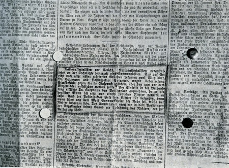 Zeitungsausschnitt zu „gerichtlichen Nachwehen“ zur Sonnwendfeier auf der Lochmühle, 1924