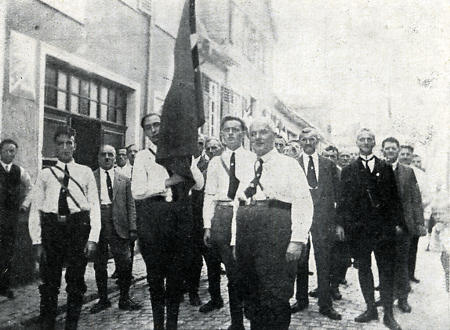 Männer des SA-Sturms 80 Erbach in Verbotsuniform, 1930
