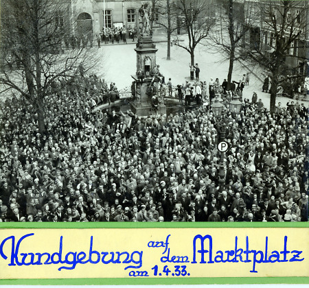 Kundgebung auf dem Marktplatz Bensheim, 1. April 1933