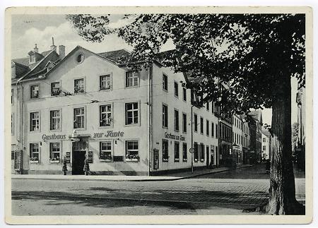 „Gasthaus zur Tante“ in Kassel, Friedrichsplatz 7, Ecke Obere Karlstraße, um 1930