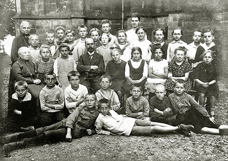 Schulklasse der Höheren Privatschule in Frankenberg, 1918