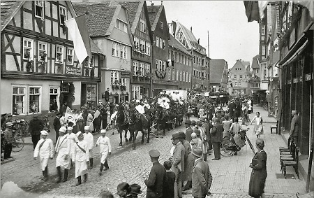 Festzug während des Frankenberger Landwirtschaftsfestes, 1928