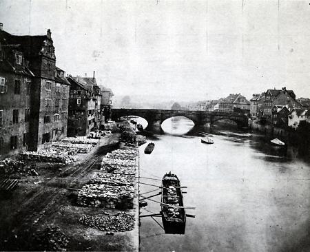 Schlagd und Wilhelmsbrücke in Kassel, um 1890